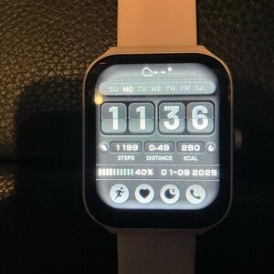 Advanced Smartwatch with cream color strap